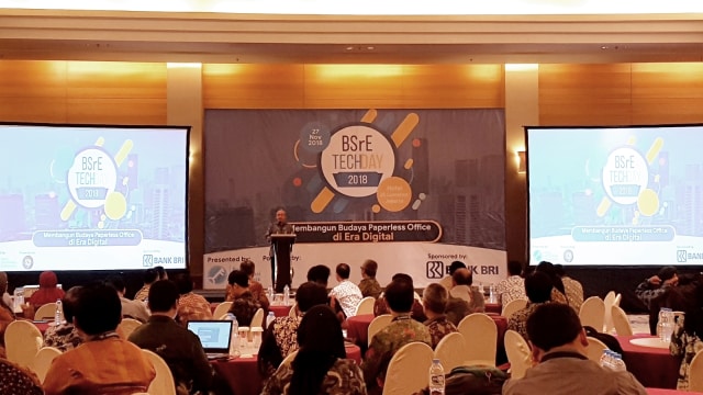 Sekretaris Utama BSSN, Syahrul Mubarak di acara BSRE Tech, Jakarta, Selasa (27/11/2018). (Foto: Efira Tamara Thenu/kumparan)