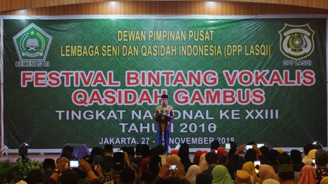 Presiden Jokowi hadiri penutupan Festival Bintang Vokalis Qasidah Nasional 2018 , Kamis (29/11). (Foto: Yudhistira Amran Saleh/kumparan)