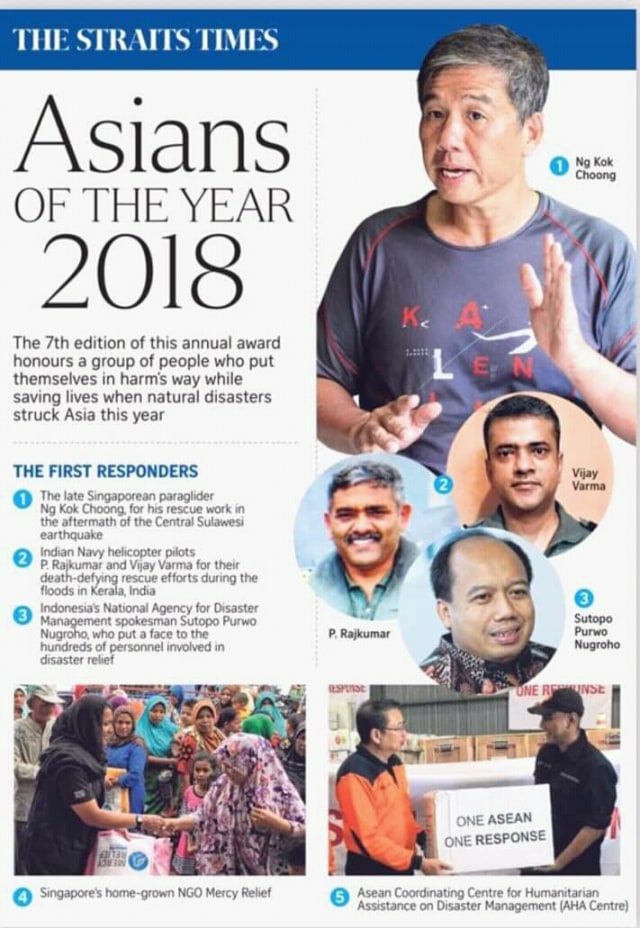 Peraih penghargaan The First Responders 2018 The Straits Times, Singapura. (Foto: Istimewa)