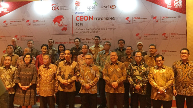 Presiden Joko Widodo (keempat dari kiri) menghadiri acara CEO Networking 2018. (Foto: Selfy Sandra Momongan/kumparan)