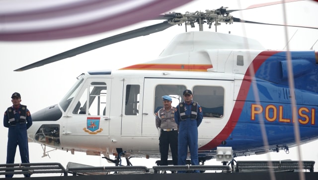 Helikopter baru milik Polairud Baharkam Polridi di Makopolair Baharkam Polri, Jakarta, Senin (3/12). (Foto: Nugroho Sejati/kumparan)
