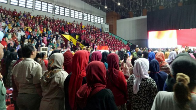 Presiden Joko Widodo hadiri sosialisasi PKH di Gelanggang Remaja Jakarta Timur. (Foto: Jihad Akbar/kumparan)