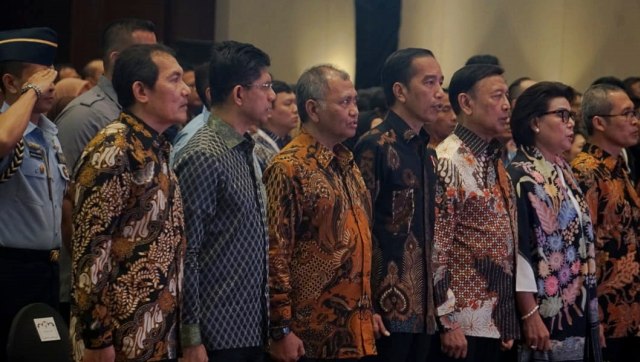 Presiden Joko Widodo didampingi Ketua KPK dan beberapa Menteri di acara Hakordia 2018. (Foto: Nugroho Sejati/kumparan)