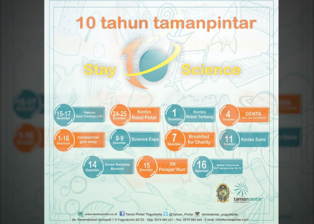 HUT ke-10, Tamanpintar Yogyakarta Gelar Serangkaian Acara Nuansa Sains