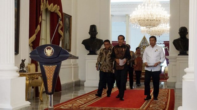 Presiden Joko Widodo saat konferensi pers soal Penembakan di Papua. (Foto: Yudhistira Amran Saleh/kumparan)