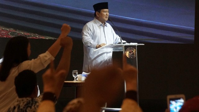 Prabowo Subianto hadiri Peringatan Hari Disabilitas ke-26 di Hotel Sahid, Jakarta, Rabu (5/12). (Foto: Fanny Kusumawardhani/kumparan)