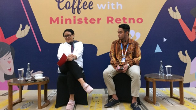 Menlu Retno di Acara Coffee With Minister Retno di Hotel Courtyard, Bali, Rabu (5/12). (Foto:  Darin Atiandina/kumparan)
