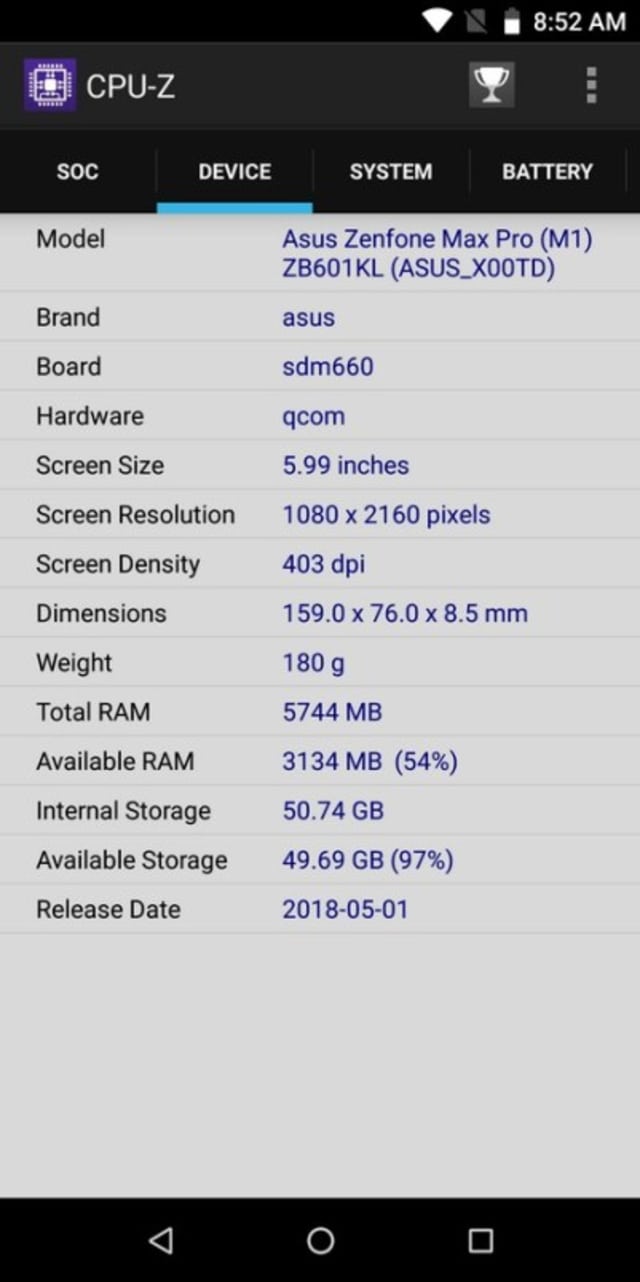 Zenfone Max Pro M1 6GB CPU Z_2 (Foto: yangcanggih.com)