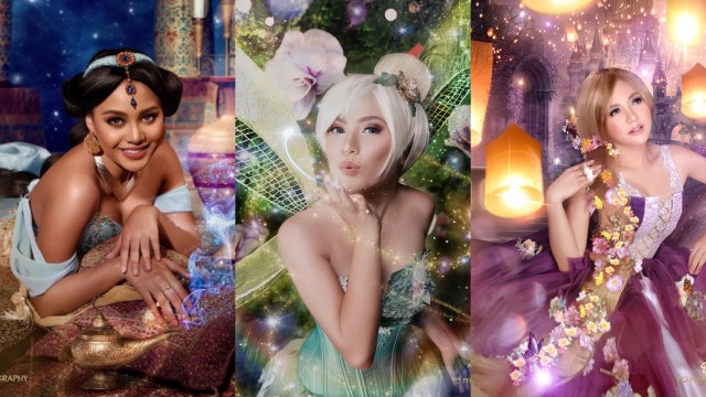 Aurel Hermansyah, Marsha Aruan dan Vicky Shu disulap jadi Princess Disney. (Foto: instagram/fdphotography90)