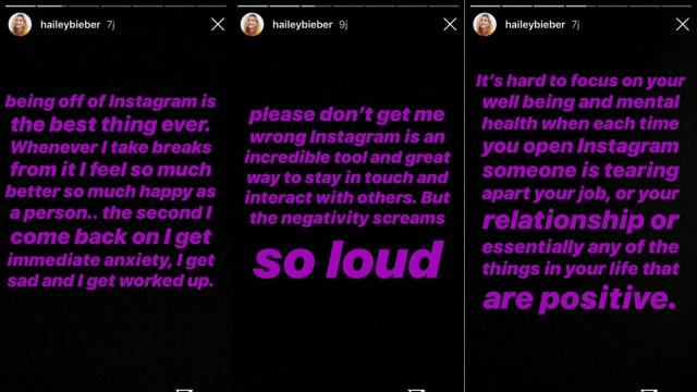Curhat Hailey Baldwin soal main Instagram. (Foto: Instagram/@haileybieber)