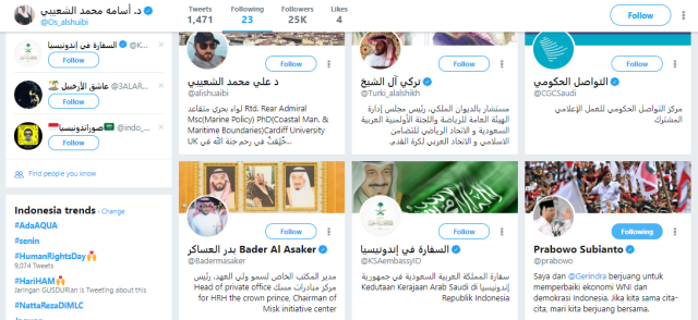 Akun Twitter Dubes Arab Saudi, Osama bin Mohammed Abdullah Al Shuhaibi. (Foto: Dok. Istimewa)