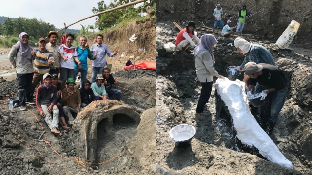Peneliti ITB temukan Fosil Stegodon raksasa di Majalengka. (Foto: Dok. Tim peneliti ITB)