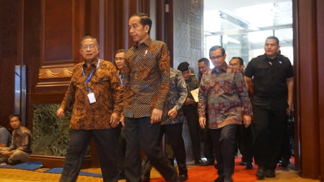 Presiden Jokowi di Acara Peluncuran Geoportal Kebijakan Satu Peta di Ruang Birawa, Gedung Bidakara, Jakarta . (Foto: Yudhistira Amran Saleh/kumparan)