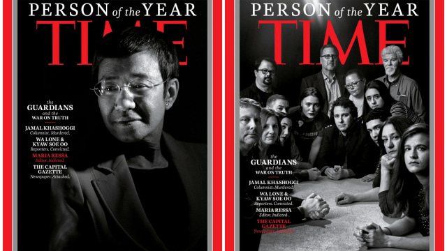 Jamal Khashoggi dan sejumlah jurnalis terpilih menjadi 'Person of the year' majalah TIME tahun 2018. (Foto: Reuters/Time Magazine)