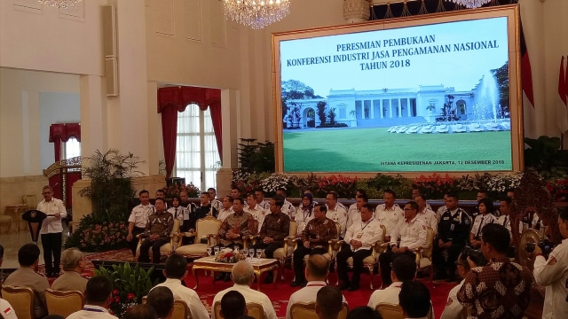 Pembukaan Konferensi Industri Jasa Keamanan di Istana Negara, Jakarta, Rabu (12/12). (Foto: Jihad Akbar/kumparan)