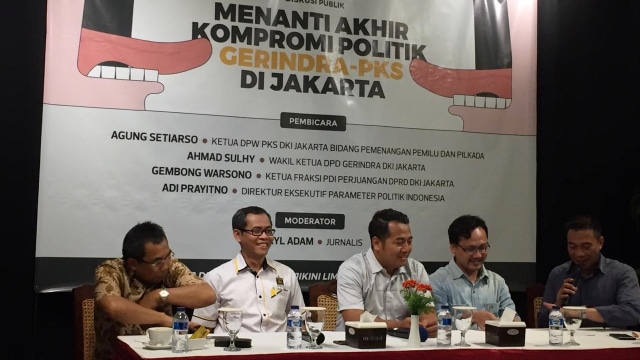 Diskusi parameter ‘Menanti Akhir Kompromi Politik Gerindra-PKS di Jakarta’ di Tjikini Lima, Jakarta Pusat. (Foto: Ferry Fadhlurrahman/kumparan)