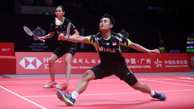 Hafiz Faizal/Gloria Emanuelle Widjaja di babak grup BWF World Tour Finals 2018. (Foto: Dok. PBSI)