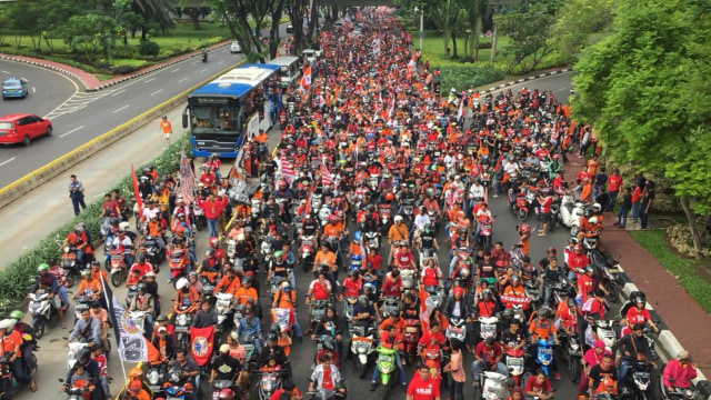 The Jakmania di Semanggi, Jakarta. (Foto: Fachrul Irwinsyah/kumparan)
