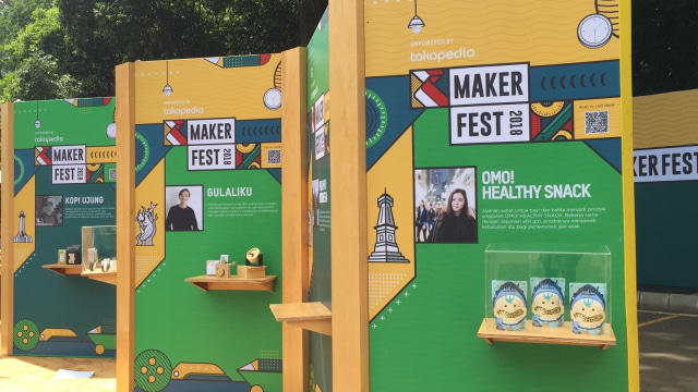 24 kreator produk finalis terbaik Indonesia hadir ikut mejeng di Maker Fest 2018. (Foto: Astrid Rahadiani Putri/kumparan)