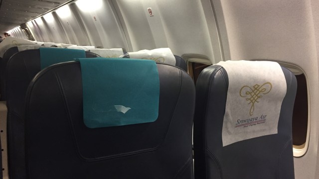 Kursi Pesawat Sriwijaya Air dengan Logo Garuda Indonesia (Foto: Gitario Vista Inasis/kumparan)