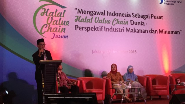 Kepala BPJPH Sukoso di Halal Value Chain Forum 2019 di Hotel Manhattan, Jakarta, Selasa (18/12). Foto: Nurul Nur Azizah/kumparan