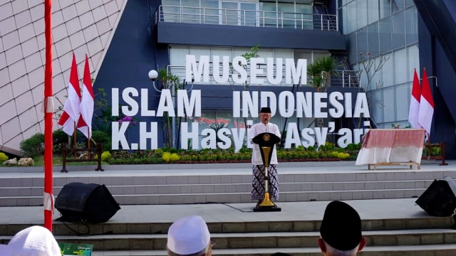 Pengurus Ponpes Tebuireng KH Salahuddin Wahid di peresmian Museum Islam Indonesia KH Hasyim Asy'ari Jombang, Jawa Timur. (Foto: Yudhistira Amran Saleh/kumparan)