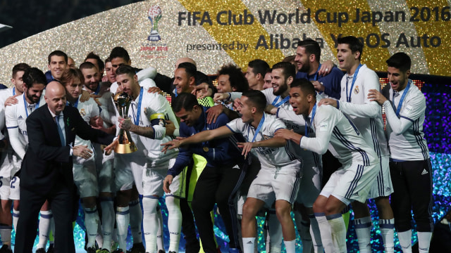 Real Madrid menjuarai Piala Dunia Antarklub 2016 usai mengalahkan Kashima Antlers. (Foto: Behrouz MEHRI / AFP)