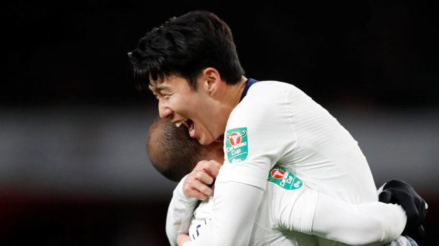 Selebrasi gol Son Heung-min. (Foto: Reuters/David Klein)