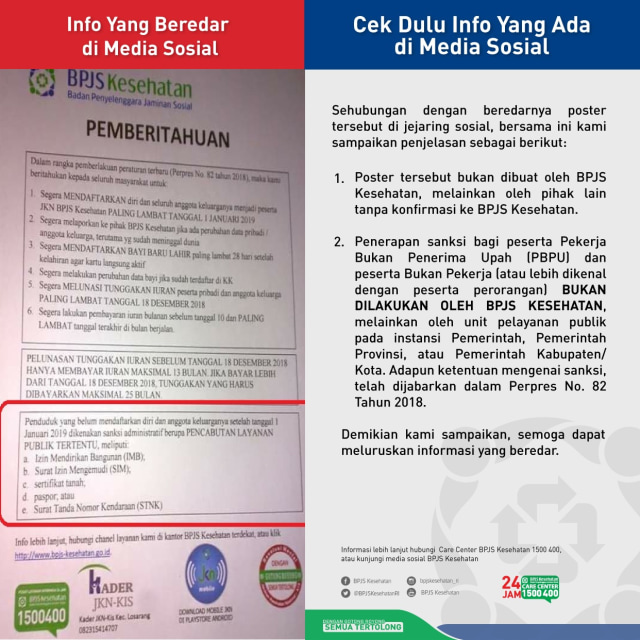 Bantahan BPJS Kesehatan. (Foto: Dok. BPJS Kesehatan)