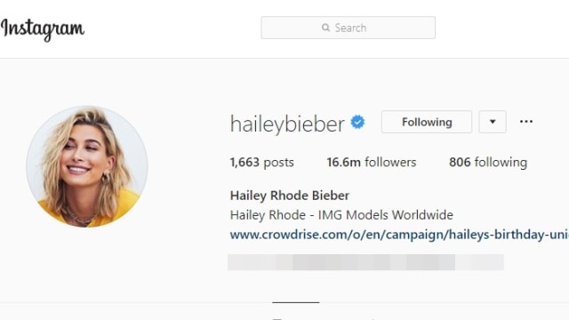 Hailey Baldwin tambahkan nama suami di akun Instagram (Foto: Instagram)