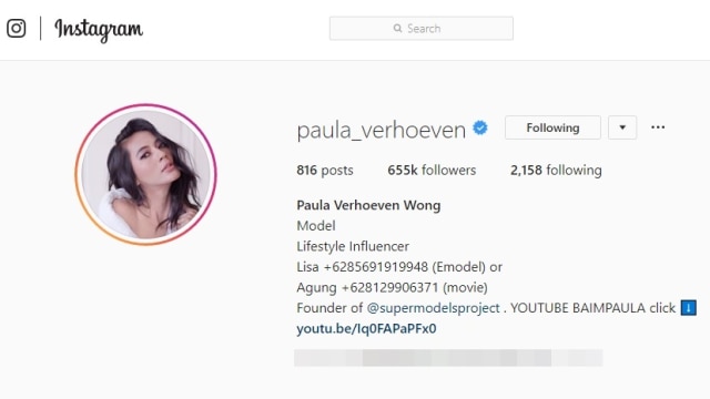 Paula Verhouven tambahkan nama suami di akun Instagram (Foto: Instagram)