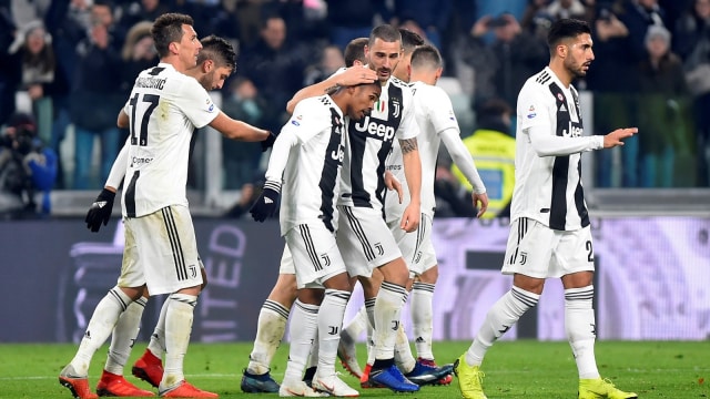 Para pemain Juventus merayakan gol. (Foto: REUTERS/Massimo Pinca)