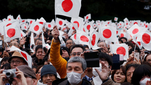 Suasana perayaan ulang tahun Kaisar Jepang Akihito. (Foto: REUTERS/Issei Kato)