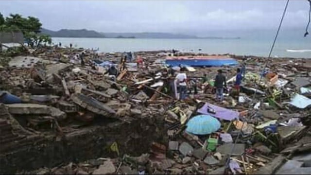 Kerusakan akibat tsunami Selat Sunda di Pulau Sebesi, Provinsi Lampung. (Foto: Dok. Istimewa)