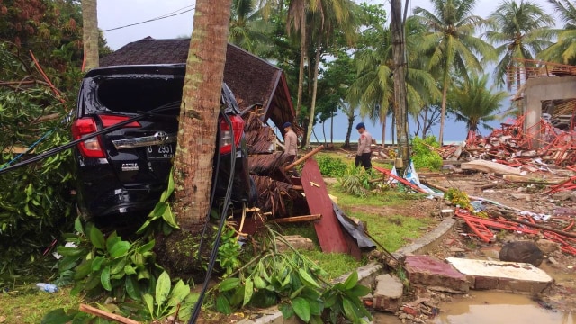 Kondisi Hotel Mutiara Carita usai diterjang tsunami di Selat Sunda. (Foto: Helmi Afandi Abdullah/kumparan)