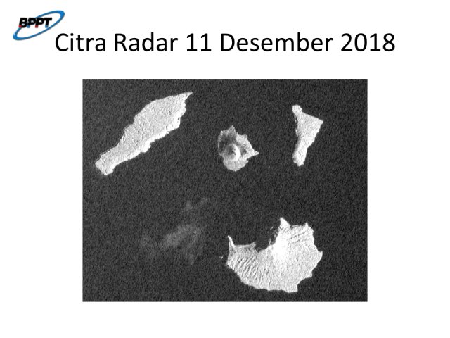 Perbandingan citra satelit sebelum dan sesudah longsor Krakatau. (Foto: Data Satelit Radar Sentinel-1A orbit)