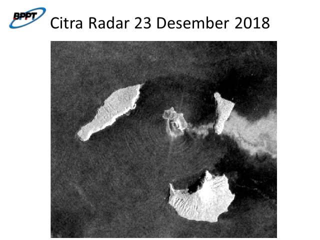 Perbandingan citra satelit sebelum dan sesudah longsor Krakatau. (Foto: Data Satelit Radar Sentinel-1A orbit dan BPPT)