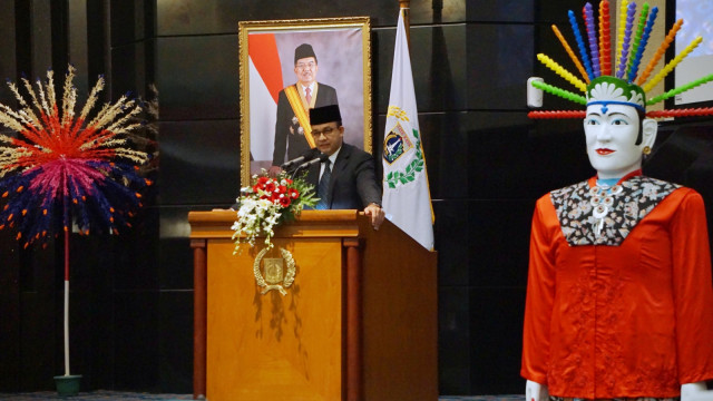 Gubernur DKI Jakarta, Anies Baswedan saat rapat paripurna DPRD Provinsi DKI Jakarta di ruang rapat Paripurna DPRD Prov. DKI Jakarta, Kamis, (27/12/2018). (Foto:  Irfan Adi Saputra/kumparan)