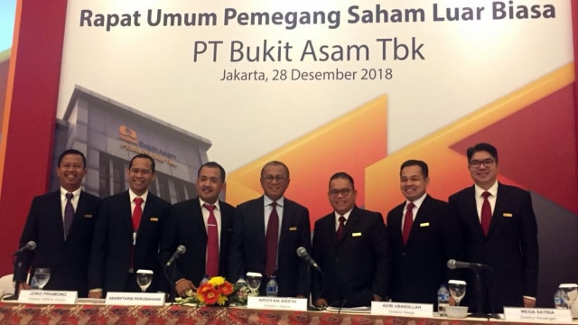 Rapat Umum Pemegang Saham Luar Biasa (RUPSLB) PT Bukit Asam Tbk di Hotel Borobudur Jakarta, Jumat (28/12/2018). (Foto: Nurul Nur Azizah/kumparan)