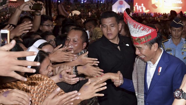 Presiden Jokowi menghadiri perayaan Natal Nasional 2018 di Medan, Sabtu (29/12/2018). (Foto: Biro Pers Sekretariat Presiden/Kris)