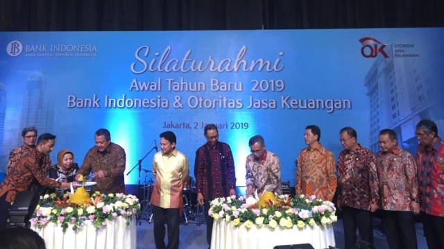 Silaturahmi awal tahun baru 2019  BI dan OJK di Gedug Bank Indonesia,Jakarta Pusat. (Foto: Abdul Latif/Kumparan)