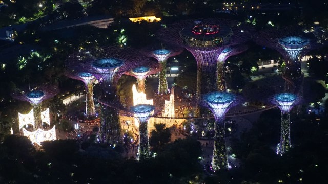 Singapura  di malam hari dari Sands SkyPark Observation Deck (Foto: dok. Yudhistira Amran S/ kumparan)