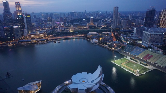 Singapura  di malam hari dari Sands SkyPark Observation Deck (Foto: dok. Yudhistira Amran S/ kumparan)