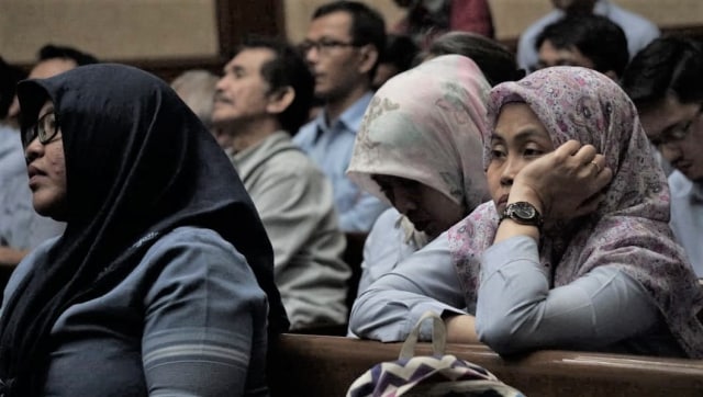 Karyawan PT NKE di persidangan. (Foto: Jamal Ramadhan/kumparan)