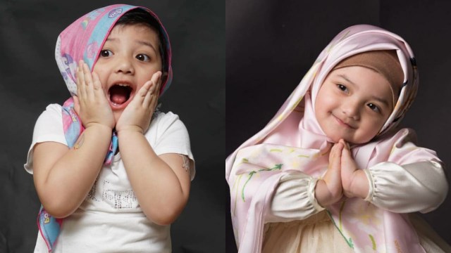 7 Potret Menggemaskan Arsy dengan Balutan Hijab