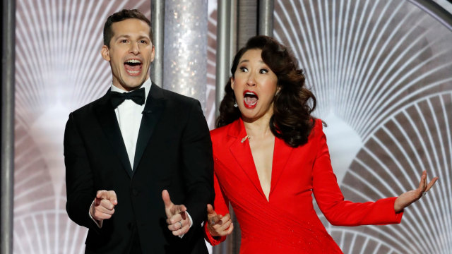 Sandra Oh, Andy Samberg, Golden Globes 2019 (Foto: Paul Drinkwater/NBC Universal)