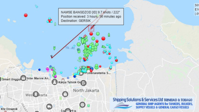 Posisi Kapal Namse Bangdzod tanggal 7 Januari  2019 berdasarkan MarineTraffic. (Foto: marinetraffic)