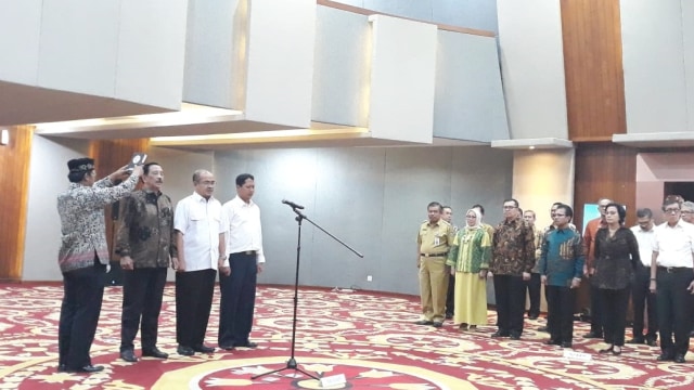Suasana pelantikan Edy Putra Irawadi Jadi Kepala BP Batam di Kementerian Koordinator Bidang Perekonomian, Jakarta. (Foto: Ema Fitriyani/kumparan)