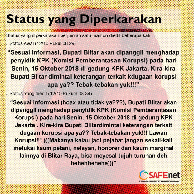 Status yang diperkarakan. (Foto: SAFEnet)