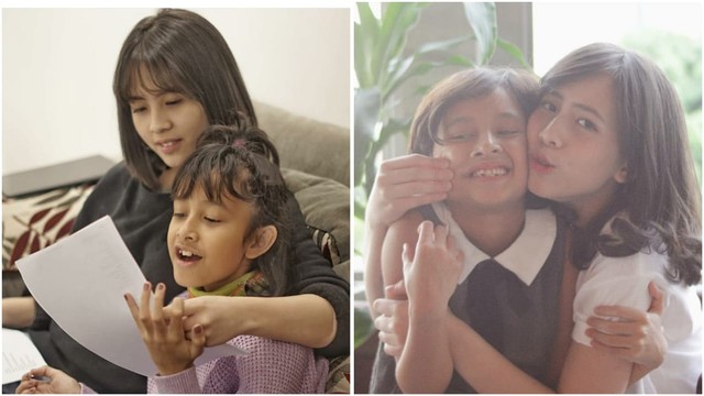 5 Potret Keakraban Pemeran Ara dan Teh Euis di Film 'Keluarga Cemara'